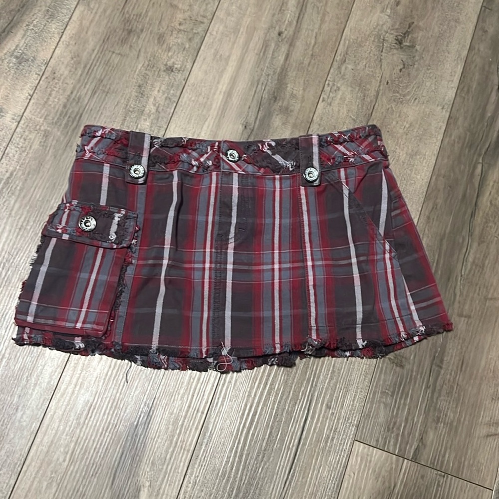 Plaid Jean Skirt